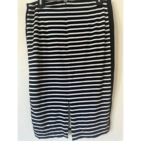White House Black Market Striped Pencil Skirt Size 10 – Nautical Black White - Picture 2 of 8